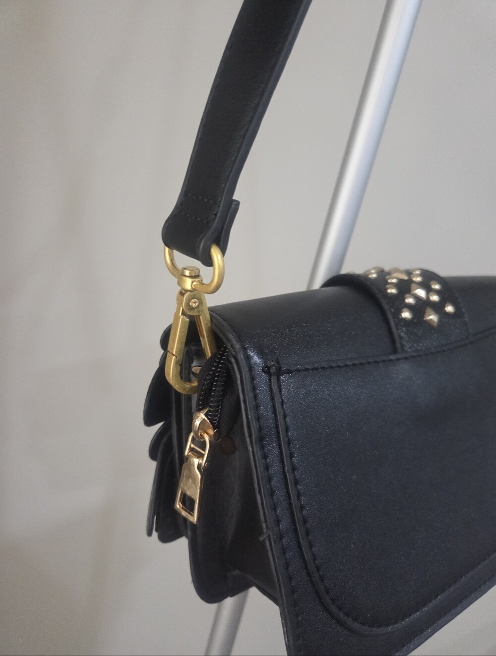 Studded Multi-Color Leather Crossbody Shoulder Bag 9in.×5in.×3in. - Picture 4 of 10
